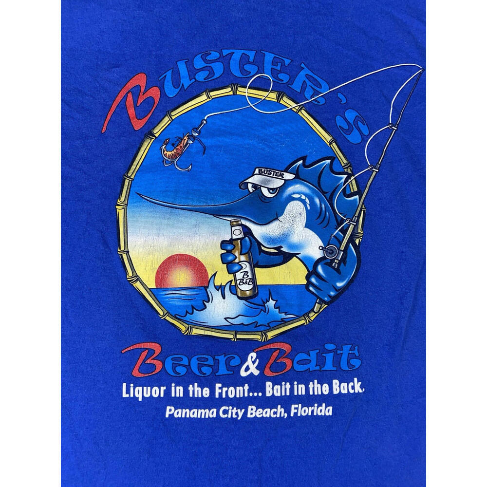 Shirt Men Large Medium Busters Bar Grill Panama City Beach Florida Beer Up Front